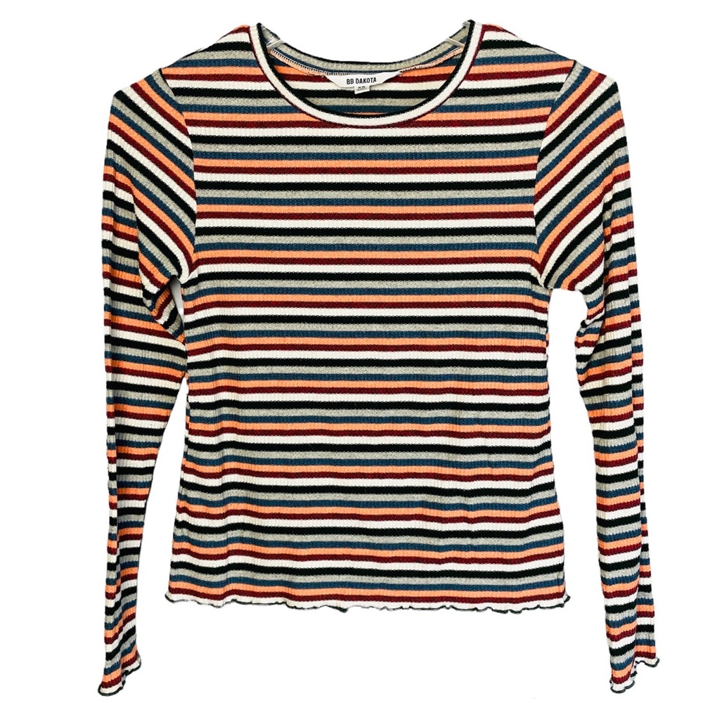 BB DAKOTA Sweater Long Sleeve Ribbed Top Stripes Retro size XS